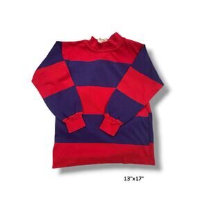 Vintage 90s INDY Knit Colorblock Sweatshirt Kids Size 7 Red Navy USA Made